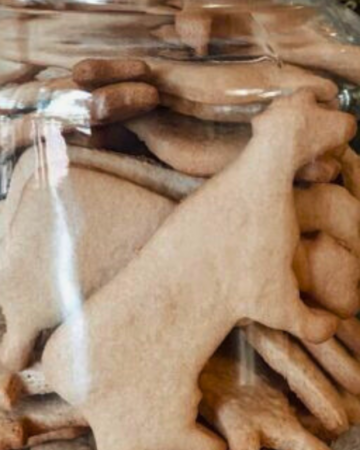 cow shaped gluten free graham crackers in a jar